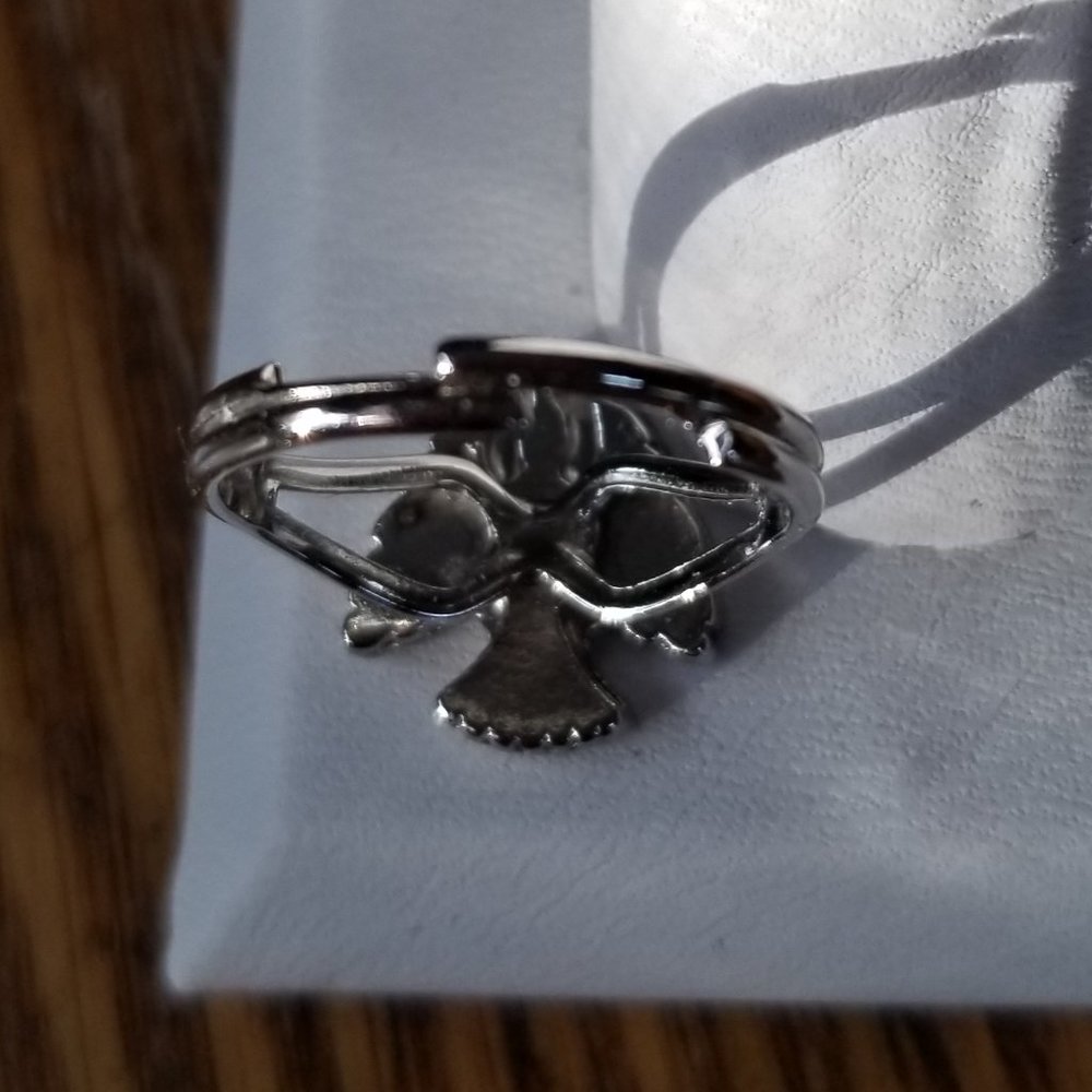 Vintage Silver Eagle Turquoise Ring - image 5